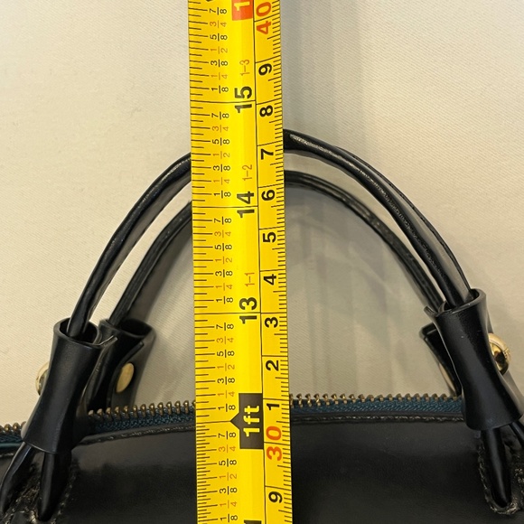 Furla dark green nylon & black leather tote satchel, cross-body, two-way. - Picture 16 of 16